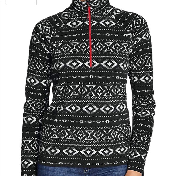 NWT Eddie Bauer Quest Fleece Jacket Black White - Picture 4 of 6